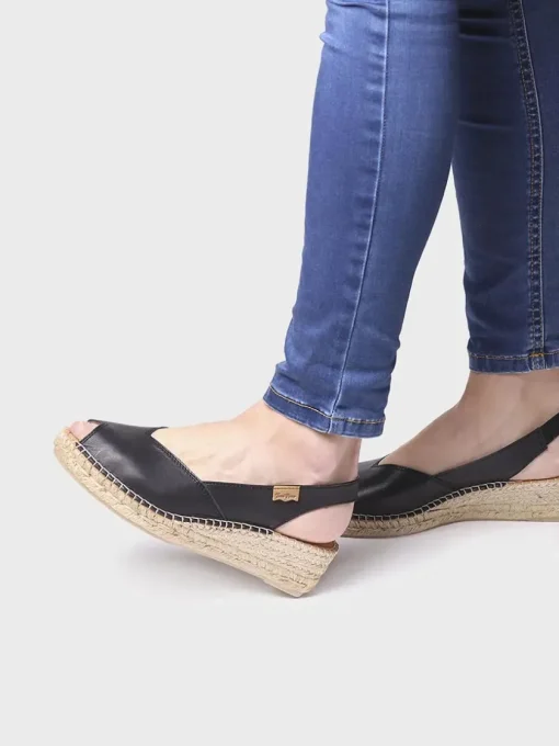Femme Toni Pons BERNIA-P - Espadrille à talon compensé et cuir pour femme