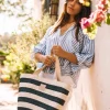 Femme Toni Pons DESI - Grand sac et raphia pour femme avec rayures marines