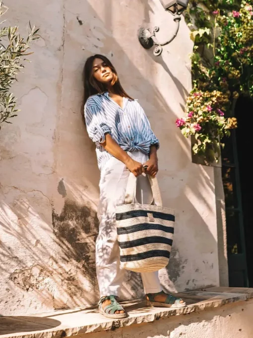 Femme Toni Pons DESI - Grand sac et raphia pour femme avec rayures marines