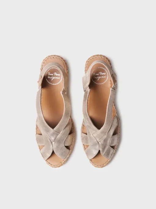 Femme Toni Pons LUCIA-AS - Espadrilles compensées pour femme et cuir métallisé avec élastiques