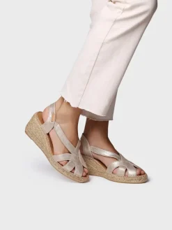 Femme Toni Pons LUCIA-AS - Espadrilles compensées pour femme et cuir métallisé avec élastiques