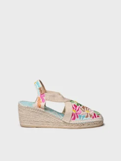 Femme Toni Pons MONTJOI - Espadrille à talon compensé pour femme avec broderie multicolore