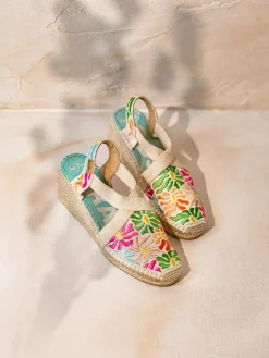Femme Toni Pons MONTJOI - Espadrille à talon compensé pour femme avec broderie multicolore