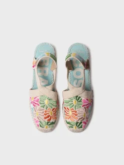 Femme Toni Pons MONTJOI - Espadrille à talon compensé pour femme avec broderie multicolore