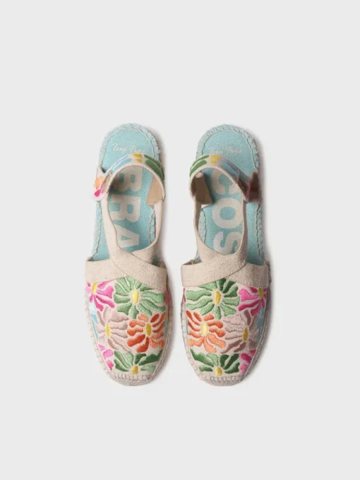 Femme Toni Pons MONTJOI - Espadrille à talon compensé pour femme avec broderie multicolore