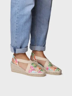 Femme Toni Pons MONTJOI - Espadrille à talon compensé pour femme avec broderie multicolore