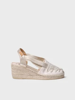 Femme Toni Pons TRACY-CZ - Espadrilles compensées pour femme et coton écru avec rubans